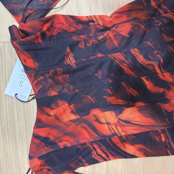 AKIRA Fiery Red and Black Long Sleeve Dress - Picture 3 of 3